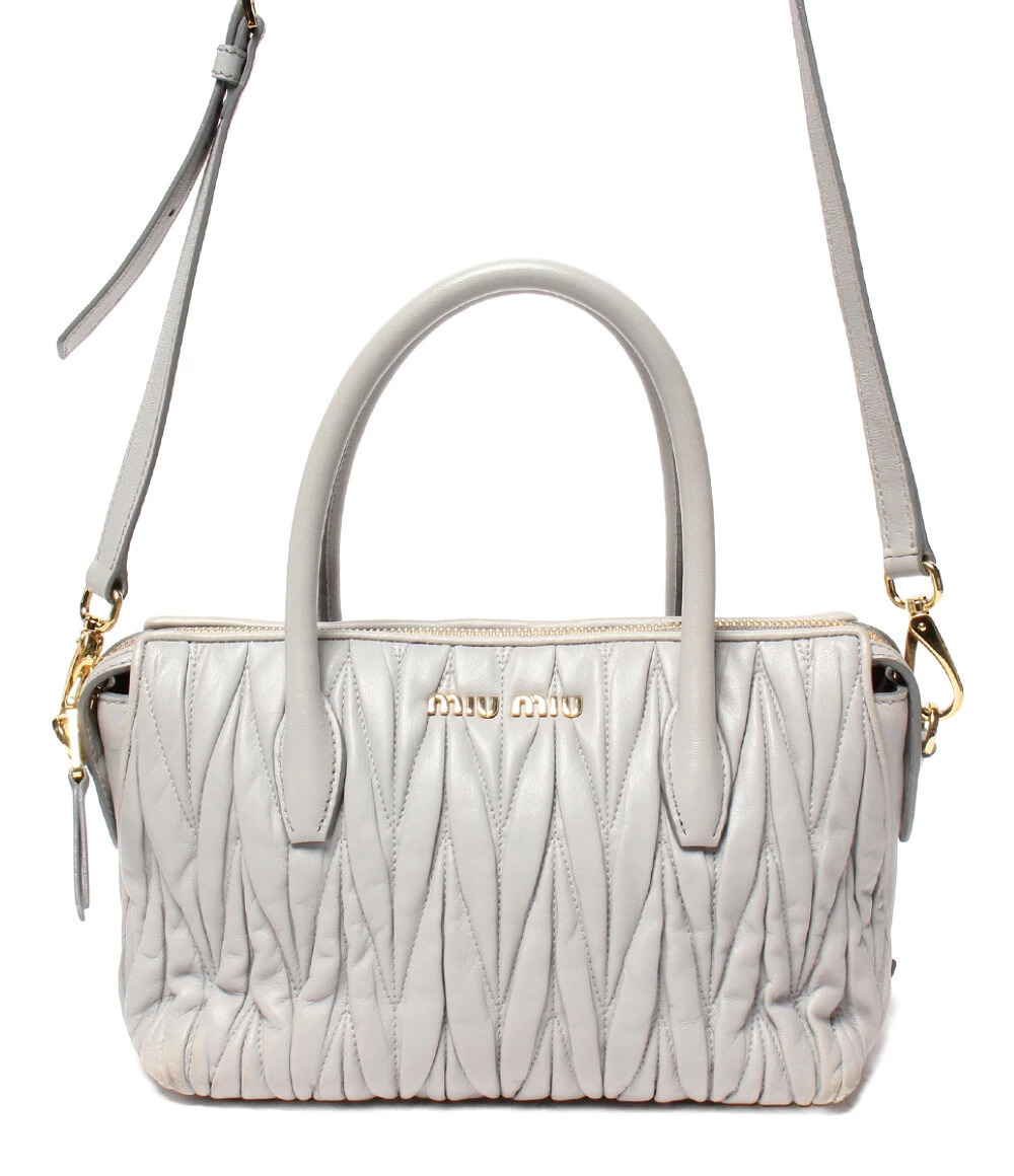 Miu Miu Matelasse Leather Shoulder Bag Silver